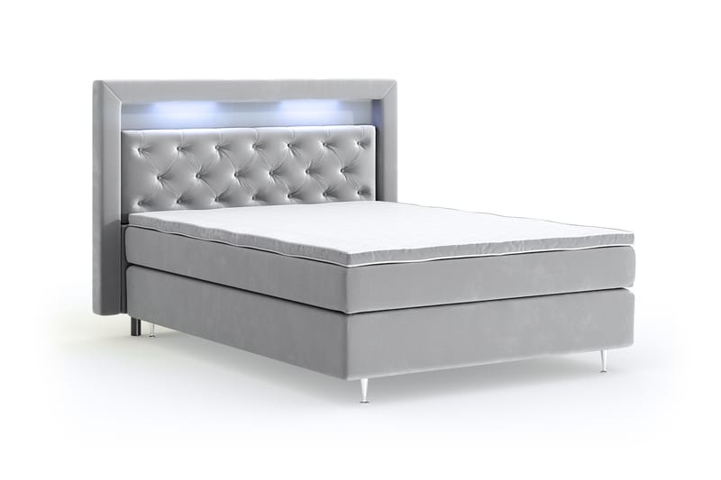 Romance Lyx Velvet Sängpaket 120x200 - Ljusgrå - Möbler - Säng - Kontinentalsäng