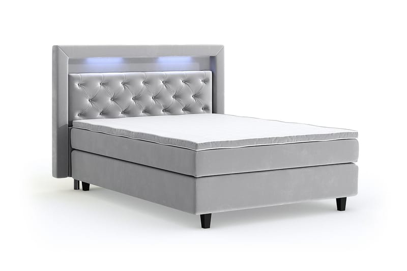 Romance Lyx Velvet Sängpaket 140x200 - Ljusgrå - Möbler - Säng - Kontinentalsäng