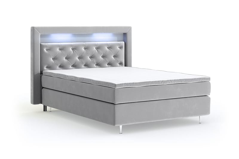 Romance Lyx Velvet Sängpaket 140x200 - Ljusgrå - Möbler - Säng - Kontinentalsäng