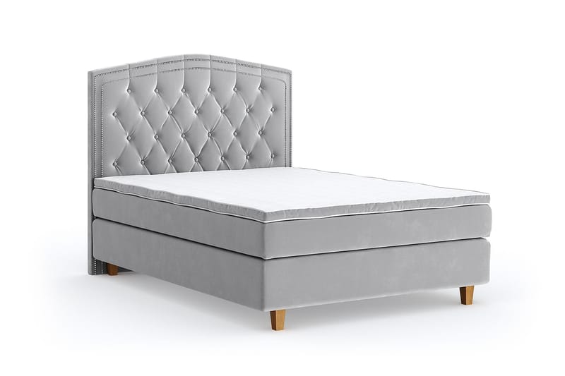 Romance Lyx Velvet Sängpaket 140x200 - Ljusgrå - Möbler - Säng - Kontinentalsäng