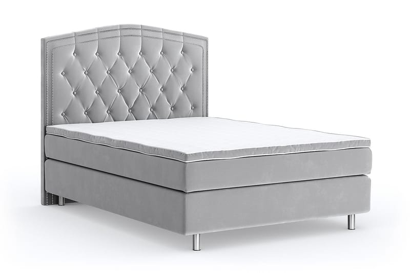 Romance Lyx Velvet Sängpaket 140x200 - Ljusgrå - Möbler - Säng - Kontinentalsäng