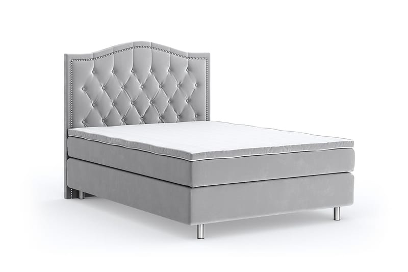 Romance Lyx Velvet Sängpaket 140x200 - Ljusgrå - Möbler - Säng - Kontinentalsäng