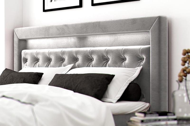 Romance Lyx Velvet Sängpaket 160x200 - Ljusgrå - Möbler - Säng - Kontinentalsäng