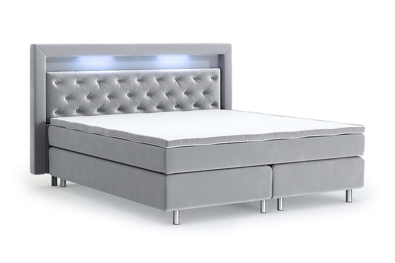 Romance Lyx Velvet Sängpaket 160x200 - Ljusgrå - Möbler - Säng - Kontinentalsäng