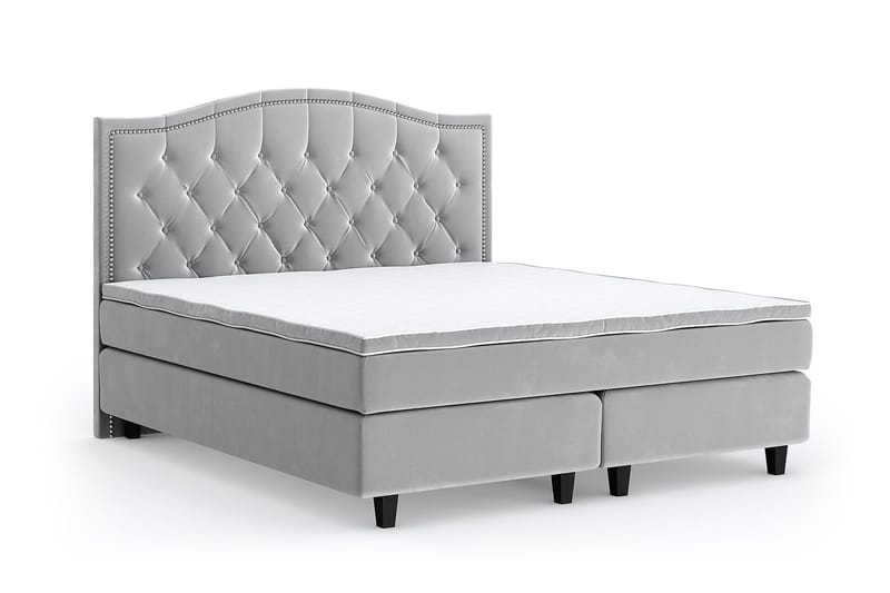 Romance Lyx Velvet Sängpaket 160x200 - Ljusgrå - Möbler - Säng - Kontinentalsäng