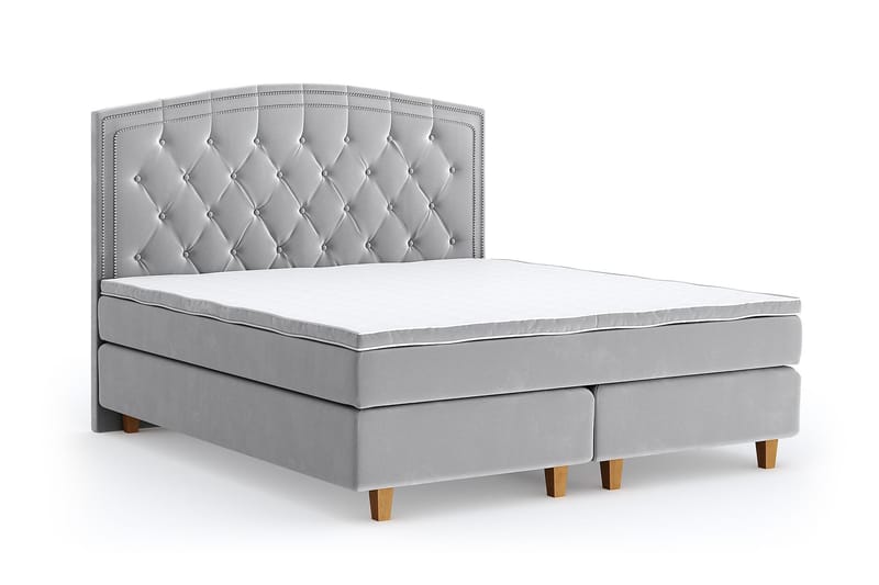 Romance Lyx Velvet Sängpaket 160x200 - Ljusgrå - Möbler - Säng - Kontinentalsäng