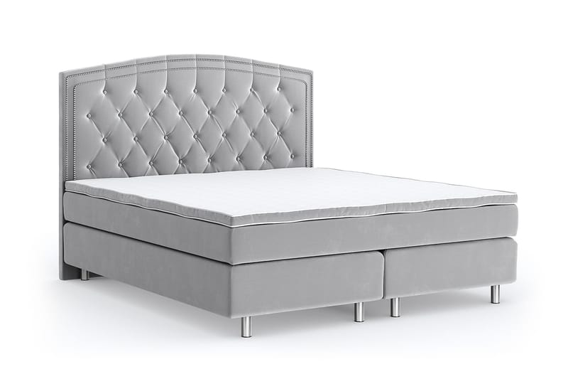 Romance Lyx Velvet Sängpaket 160x200 - Ljusgrå - Möbler - Säng - Kontinentalsäng