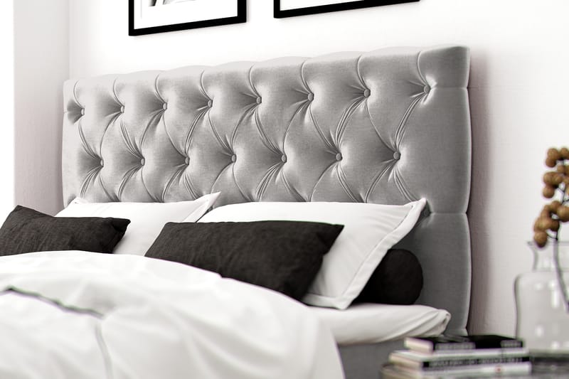 Romance Lyx Velvet Sängpaket 180x200 - Ljusgrå - Möbler - Säng - Kontinentalsäng