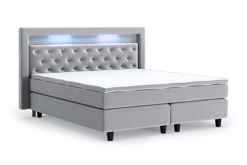 Romance Lyx Velvet Sängpaket 180x200 - Ljusgrå - Möbler - Säng - Kontinentalsäng