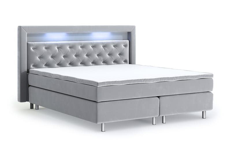 Romance Lyx Velvet Sängpaket 180x200 - Ljusgrå - Möbler - Säng - Kontinentalsäng