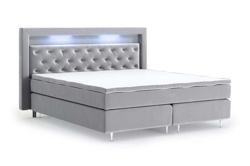 Romance Lyx Velvet Sängpaket 180x200 - Ljusgrå - Möbler - Säng - Kontinentalsäng