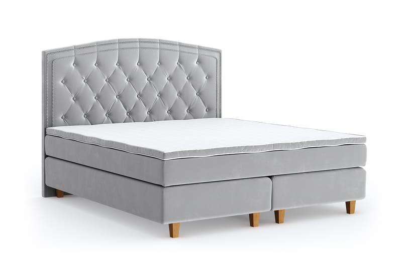 Romance Lyx Velvet Sängpaket 180x200 - Ljusgrå - Möbler - Säng - Kontinentalsäng