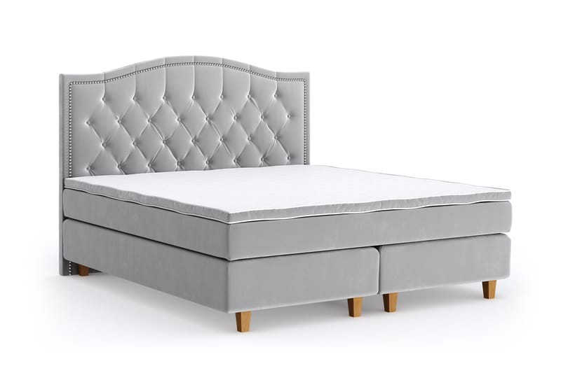 Romance Lyx Velvet Sängpaket 180x200 - Ljusgrå - Möbler - Säng - Kontinentalsäng
