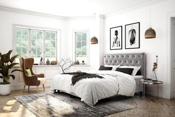 Romance Lyx Velvet Sängpaket 210x210 - Ljusgrå - Möbler - Säng - Kontinentalsäng