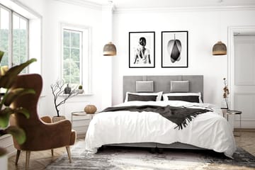 Romance Lyx Velvet Sängpaket 210x210 - Ljusgrå - Möbler - Säng - Kontinentalsäng