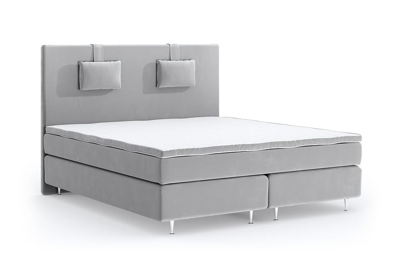 Romance Lyx Velvet Sängpaket 210x210 - Ljusgrå - Möbler - Säng - Kontinentalsäng