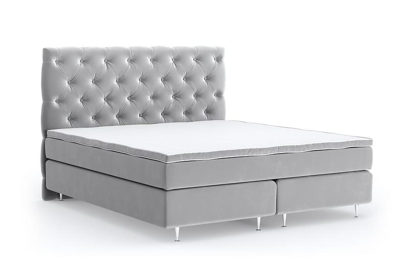 Romance Lyx Velvet Sängpaket 210x210 - Ljusgrå - Möbler - Säng - Kontinentalsäng