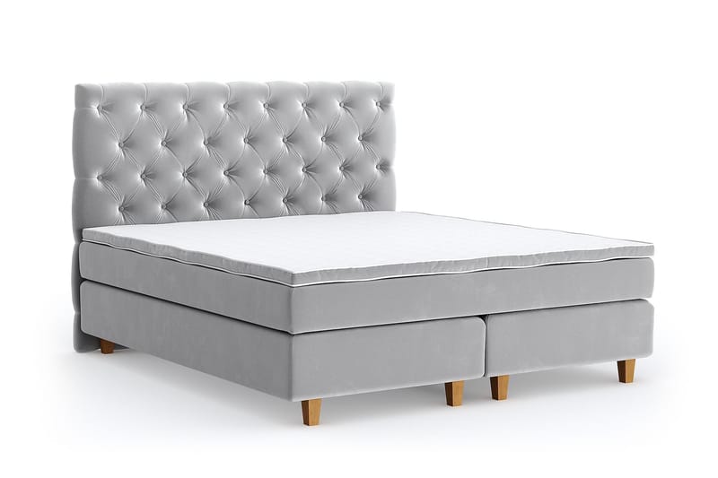 Romance Lyx Velvet Sängpaket 210x210 - Ljusgrå - Möbler - Säng - Kontinentalsäng