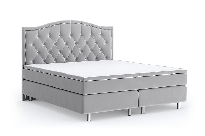 Romance Lyx Velvet Sängpaket 210x210 - Ljusgrå - Möbler - Säng - Kontinentalsäng