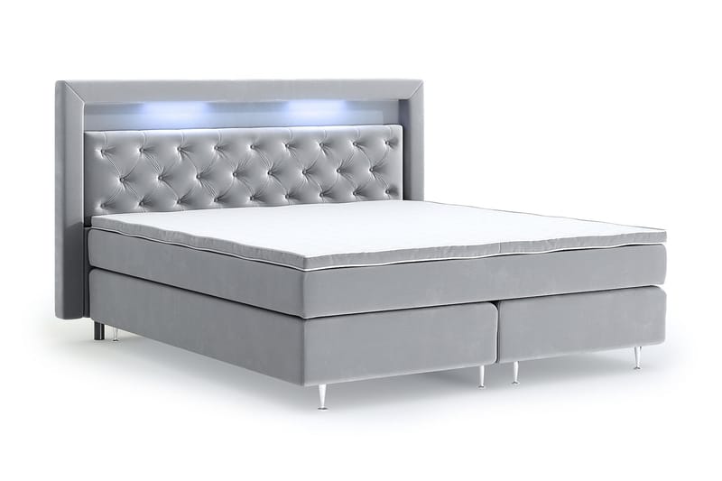 Romance Lyx Velvet Sängpaket 210x210 - Ljusgrå - Möbler - Säng - Kontinentalsäng