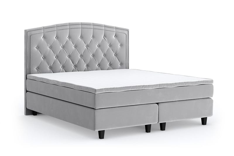 Romance Lyx Velvet Sängpaket 210x210 - Ljusgrå - Möbler - Säng - Kontinentalsäng