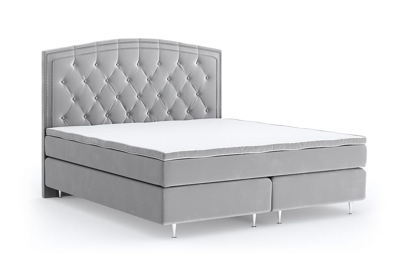 Romance Lyx Velvet Sängpaket 210x210 - Ljusgrå - Möbler - Säng - Kontinentalsäng