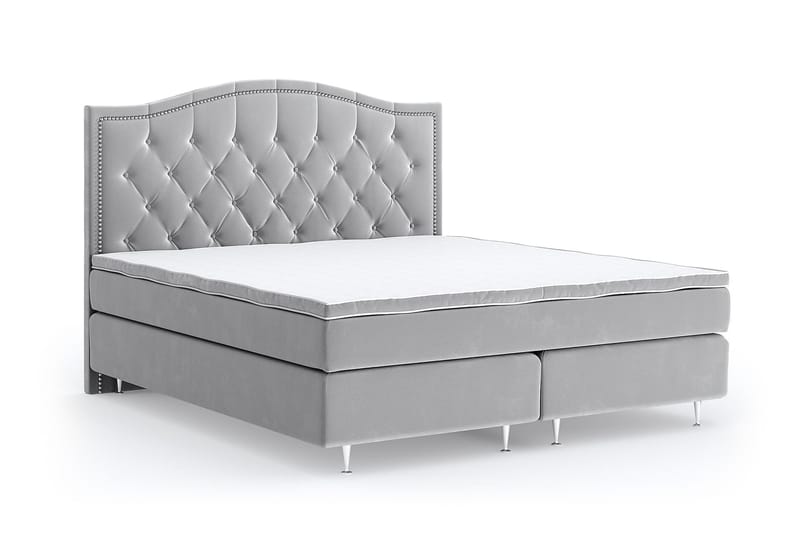 Romance Lyx Velvet Sängpaket 210x210 - Ljusgrå - Möbler - Säng - Kontinentalsäng