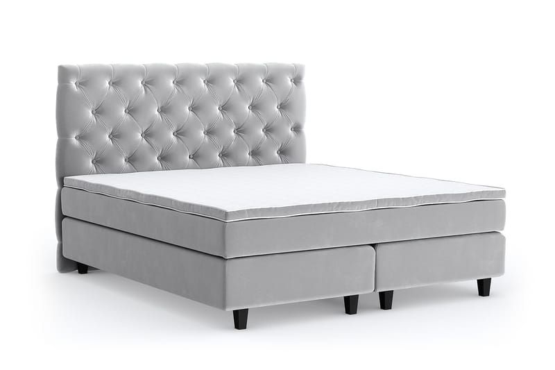 Romance Lyx Velvet Sängpaket 210x210 - Ljusgrå - Möbler - Säng - Kontinentalsäng