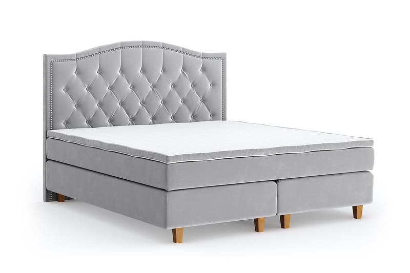 Romance Lyx Velvet Sängpaket 210x210 - Ljusgrå - Möbler - Säng - Kontinentalsäng