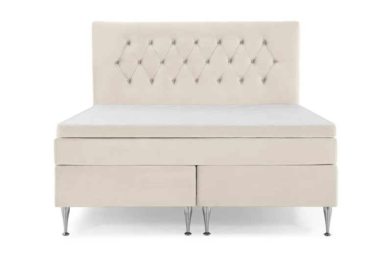 Royal Velvet Komplett Sängpaket 160x200 cm - Beige med höga silverben - Möbler - Säng - Kontinentalsäng