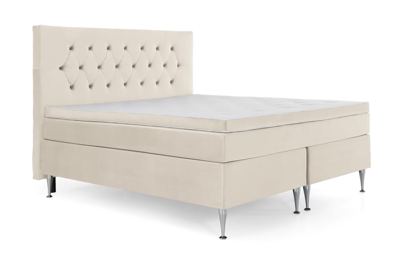 Royal Velvet Komplett Sängpaket 160x200 cm - Beige med höga silverben - Möbler - Säng - Kontinentalsäng