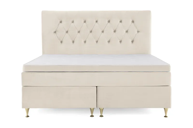 Royal Velvet Komplett Sängpaket 160x200 cm, Beige med låga guldben