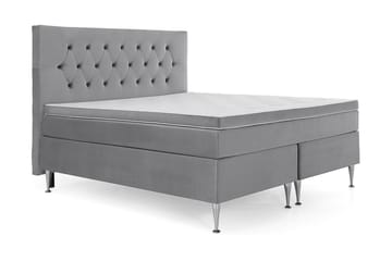 Royal Velvet Komplett Sängpaket 160x200 cm - Ljusgrå med Höga Silverben - Möbler - Säng - Kontinentalsäng