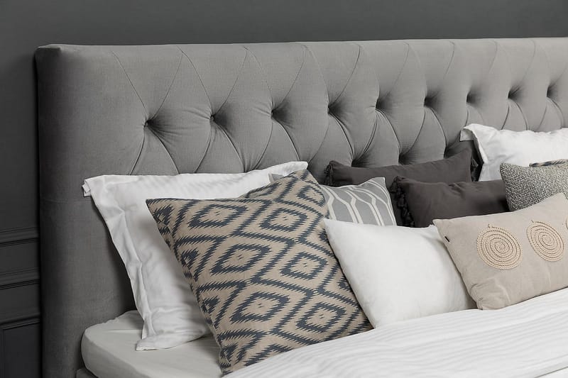 Royal Velvet Komplett Sängpaket 160x200 cm - Ljusgrå med Höga Silverben - Möbler - Säng - Kontinentalsäng