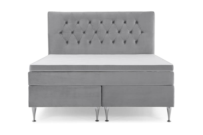 Royal Velvet Komplett Sängpaket 160x200 cm, Ljusgrå med Höga Silverben