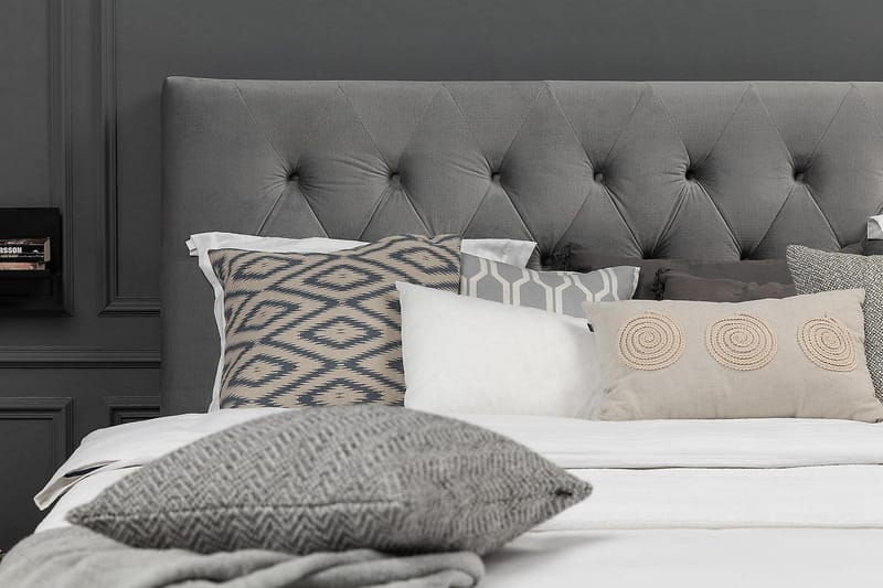 Royal Velvet Komplett Sängpaket 160x200 cm - Ljusgrå med Höga Silverben - Möbler - Säng - Kontinentalsäng