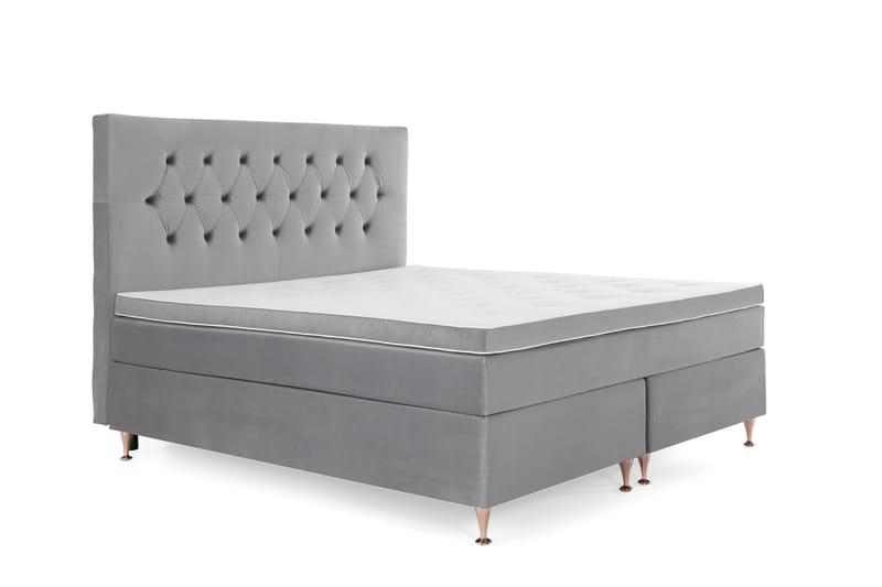 Royal Velvet Komplett Sängpaket 160x200 cm - Ljusgrå med Låga Rosében - Möbler - Säng - Kontinentalsäng