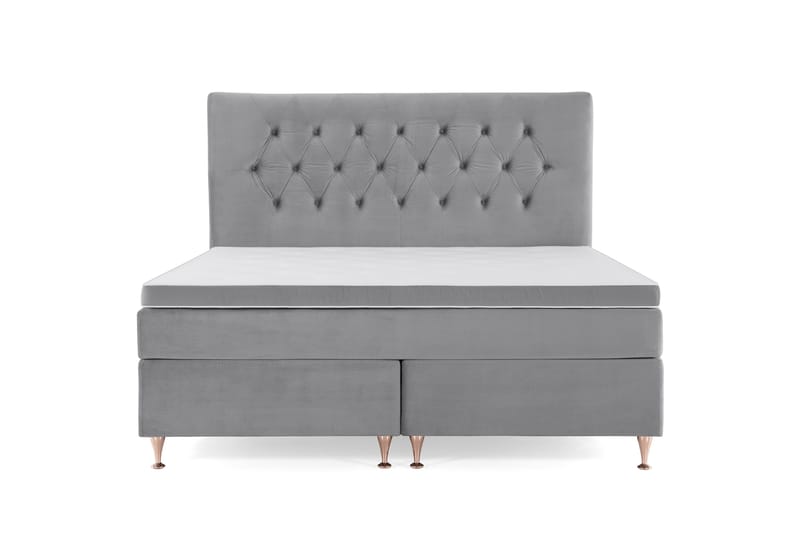 Royal Velvet Komplett Sängpaket 160x200 cm, Ljusgrå med Låga Rosében