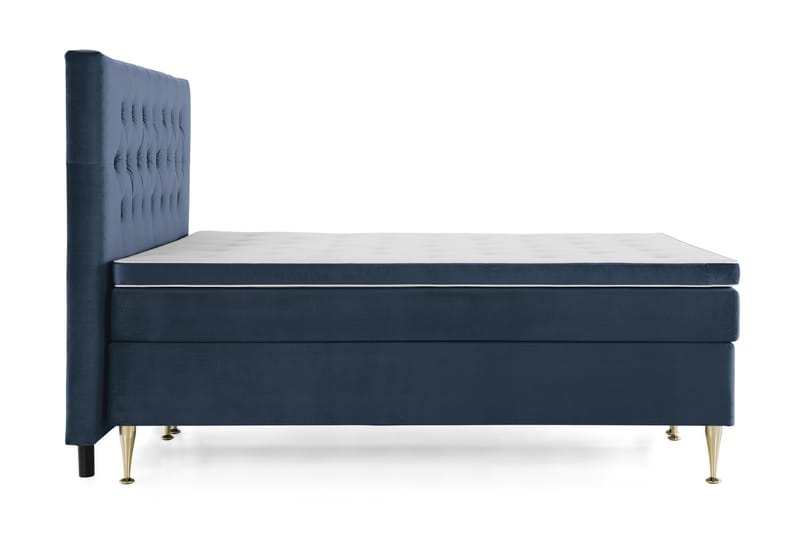 Royal Velvet Komplett Sängpaket 160x200 cm - Mörkblå med Höga Guldben - Möbler - Säng - Kontinentalsäng