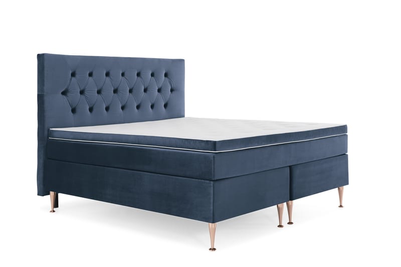 Royal Velvet Komplett Sängpaket 160x200 cm - Mörkblå med Höga Rosében - Möbler - Säng - Kontinentalsäng