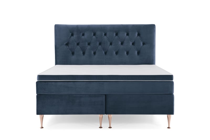 Royal Velvet Komplett Sängpaket 160x200 cm - Mörkblå med Höga Rosében - Möbler - Säng - Kontinentalsäng