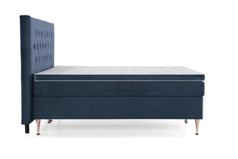 Royal Velvet Komplett Sängpaket 160x200 cm - Mörkblå med Höga Rosében - Möbler - Säng - Kontinentalsäng