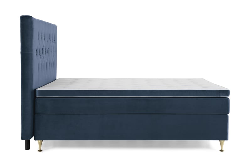 Royal Velvet Komplett Sängpaket 160x200 cm - Mörkblå med Låga Guldben - Möbler - Säng - Kontinentalsäng