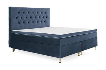 Royal Velvet Komplett Sängpaket 160x200 cm - Mörkblå med Låga Guldben - Möbler - Säng - Kontinentalsäng