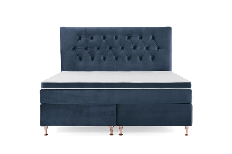 Royal Velvet Komplett Sängpaket 160x200 cm - Mörkblå med Låga Rosében - Möbler - Säng - Kontinentalsäng