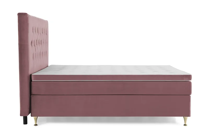 Royal Velvet Komplett Sängpaket 160x200 cm - Rosa med Låga Guldben - Möbler - Säng - Kontinentalsäng