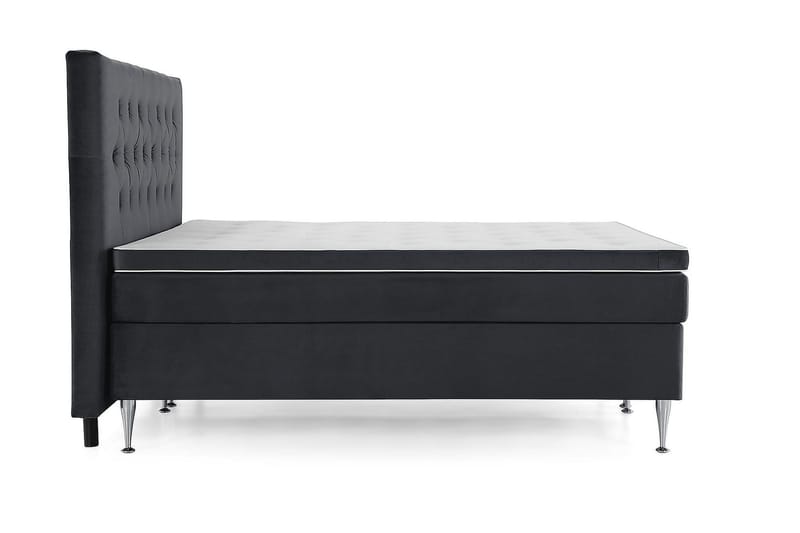 Royal Velvet Komplett Sängpaket 160x200 cm - Svart med Höga Silverben - Möbler - Säng - Kontinentalsäng