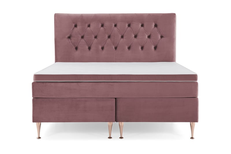 Royal Velvet Komplett Sängpaket 160x200 - Rosa med Höga Rosében - Möbler - Säng - Kontinentalsäng