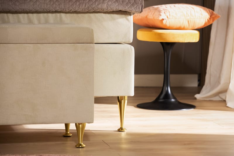 Royal Velvet Komplett Sängpaket 180x200 cm - Beige med låga guldben - Möbler - Säng - Kontinentalsäng