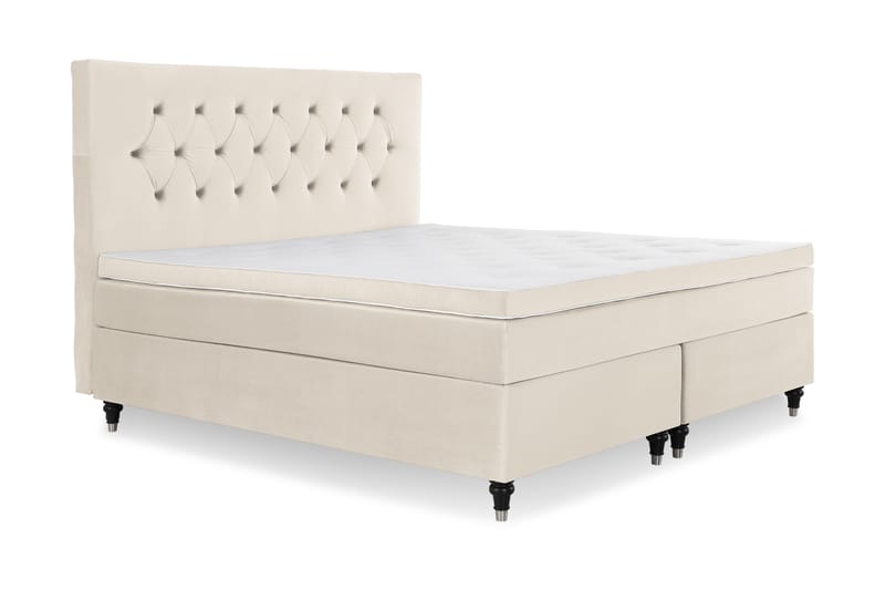 Royal Velvet Komplett Sängpaket 180x200 cm - Beige med svarta svarvade ben - Möbler - Säng - Kontinentalsäng
